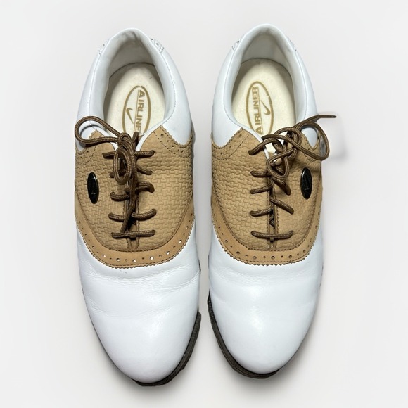 Nike Golf Shoes Womens Size 7 Golf Superstition Saddle‎ Golf Spikes White Brown - Picture 1 of 12